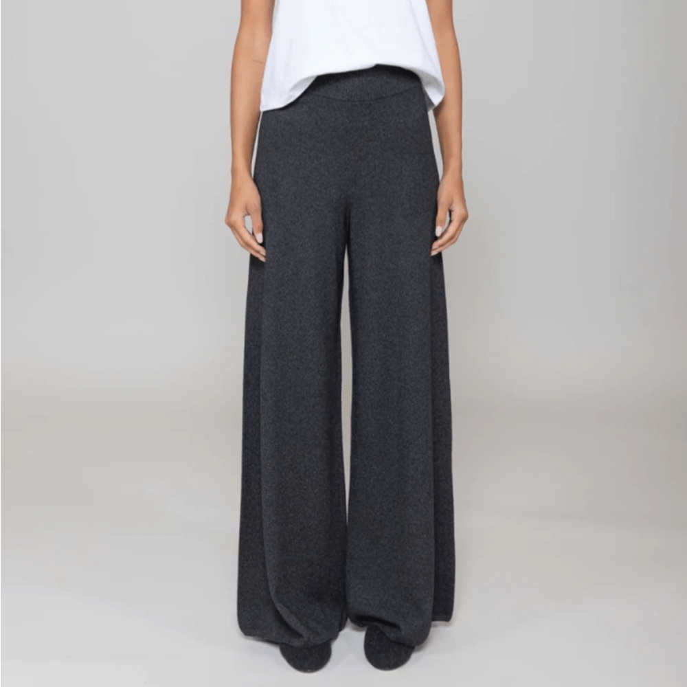 Leset Pants Zoe Cashmere Wool Wide Leg Lounge Trousers Sz XL - Picture 2 of 14